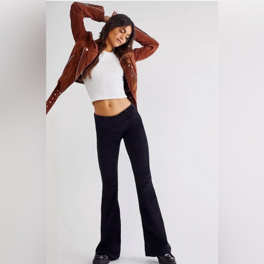 NWT Free People Black Penny Pull on Corduroy Flare Pants , Size 27